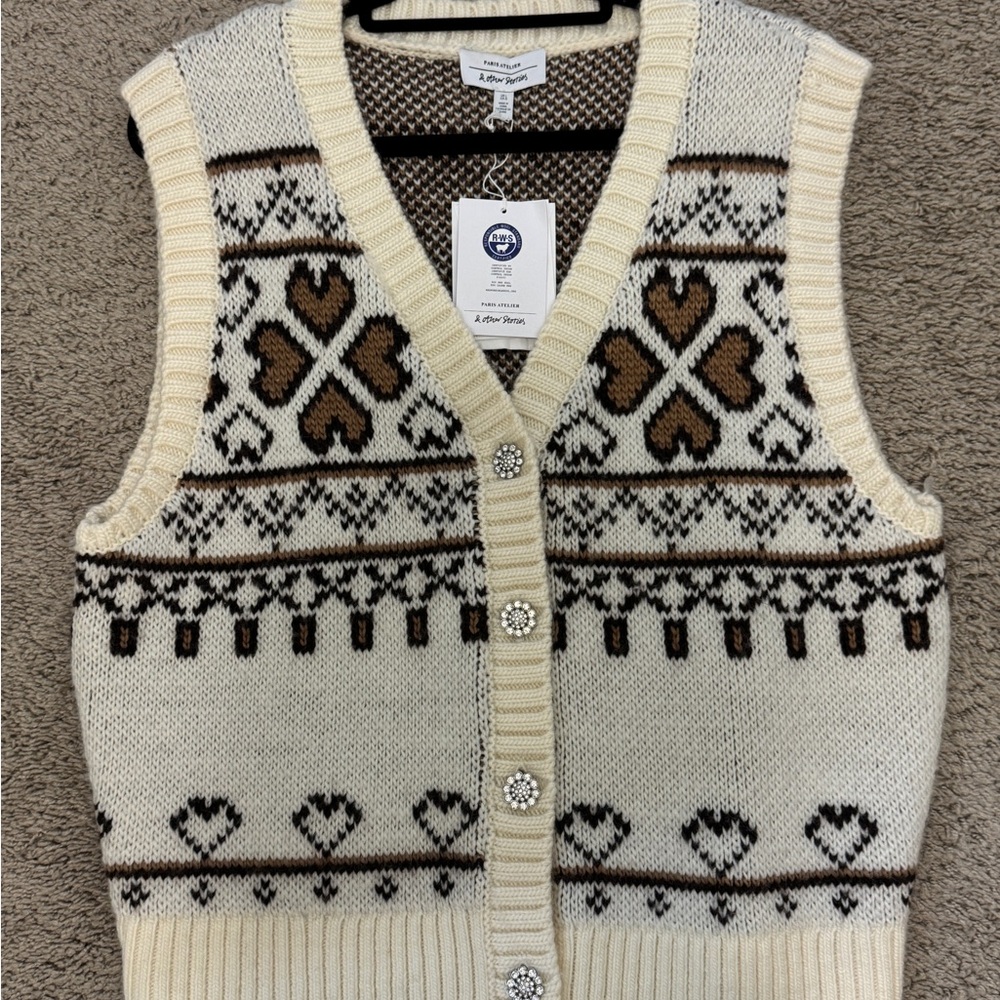 NWT &Other Stories Wool Sweater Knit Vest SzL